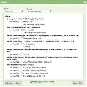 Assignment printout option