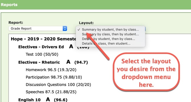 Printing Grade Reports in your homeschool planner step 4