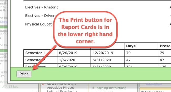 Printing Report Cards in your homeschool planner 3