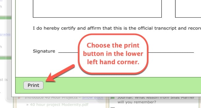 Printing Transcripts in your homeschool planner screenshot 3