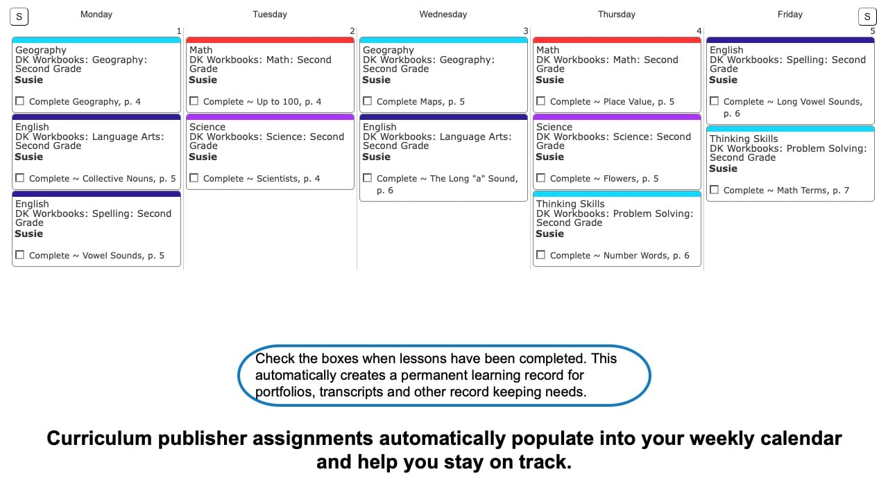 DK Workbooks Weekly View