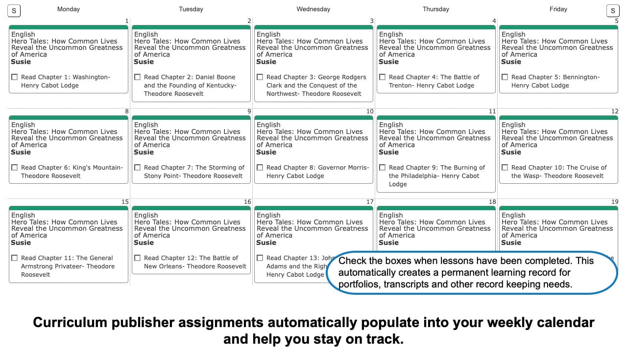 Biography Reading Plans Weekly View