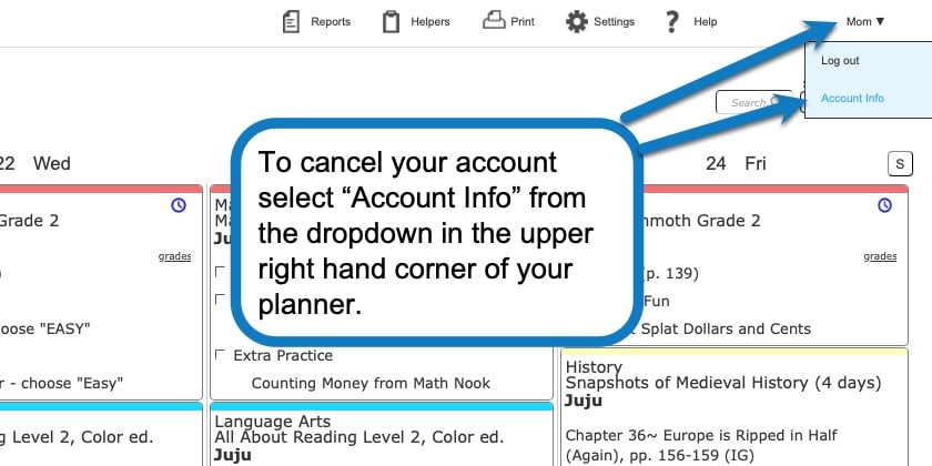 How to cancel your Homeschool Planet subscription screenshot 1