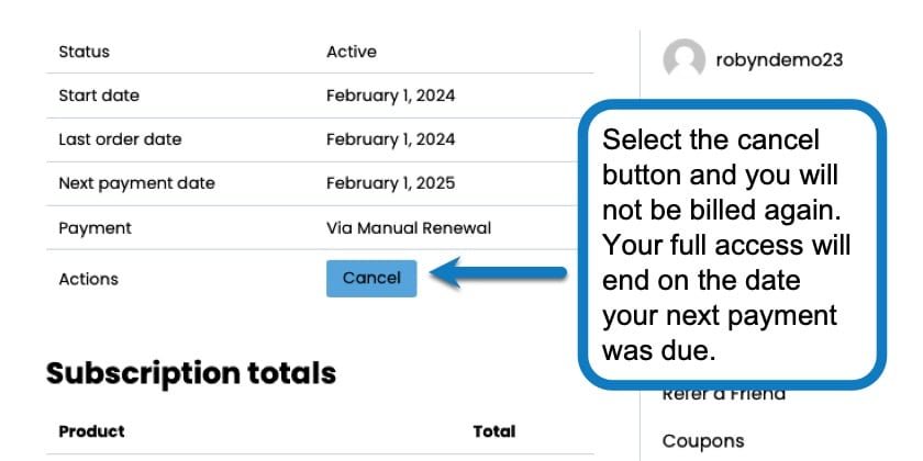 How to cancel your Homeschool Planet subscription screenshot 3