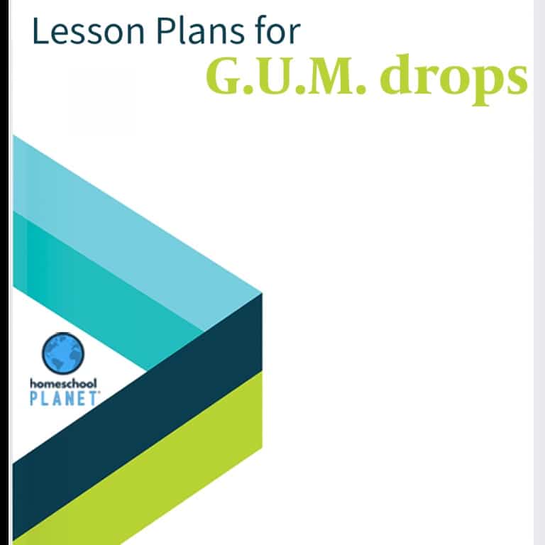 Homeschool Planet G.U.M. drops lesson plans button