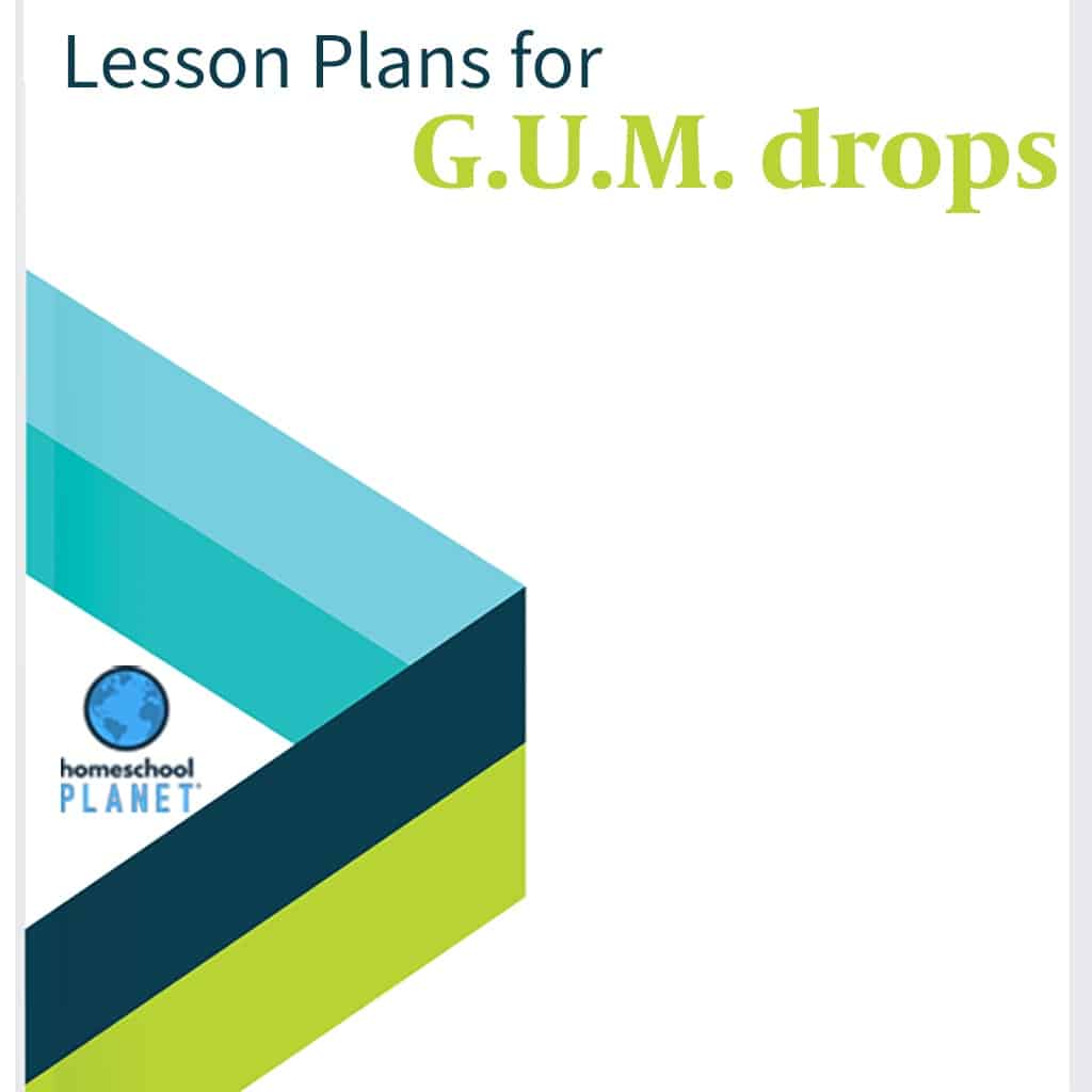 Homeschool Planet G.U.M. drops lesson plans button