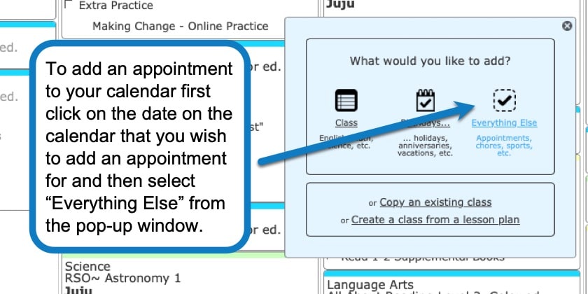 Adding appointments to your homeschool planner screenshot 1