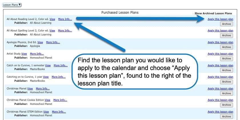 Homeschool Planner assignment list button 2