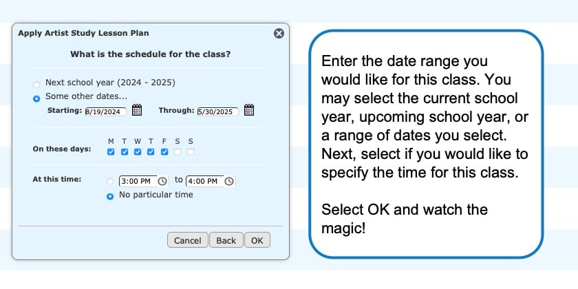 Applying lesson plans in your homeschool planner image 7 button for User Guide