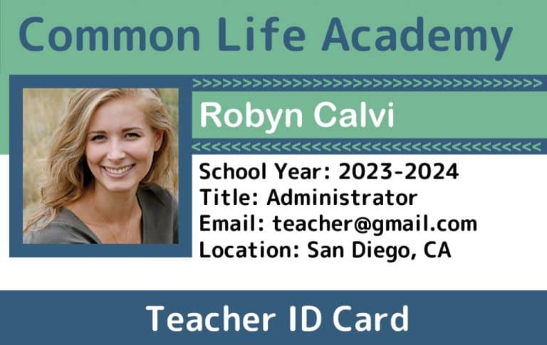 Sample homeschool ID card- Arrow teacher