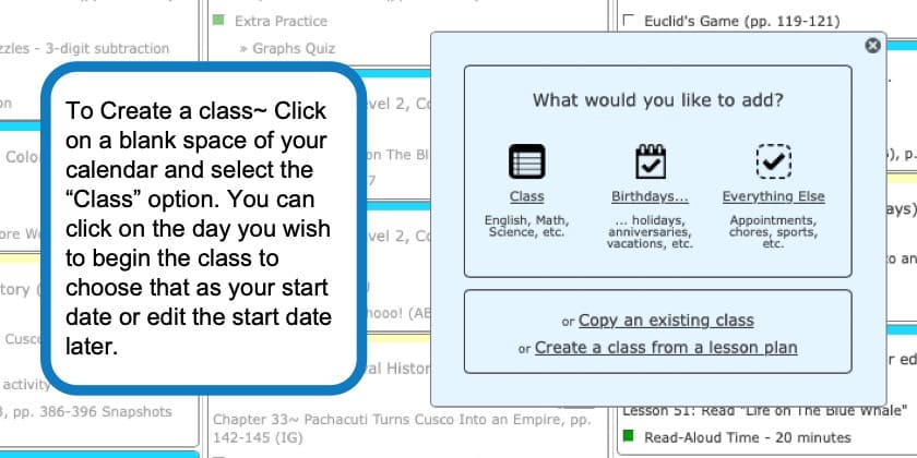 how to add a class in your homeschool planner 1 screenshot