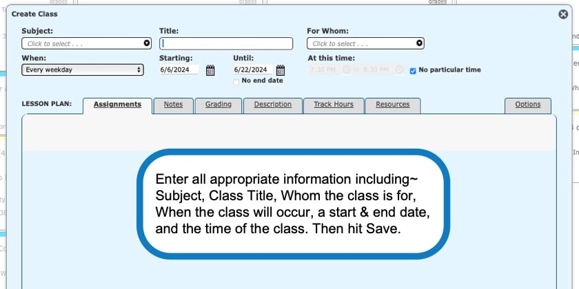 how to add a class in your homeschool planner 2 screenshot