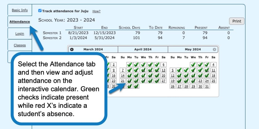 tracking student attendance, 2