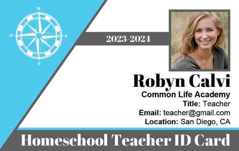 Sample homeschool ID card- Compass teacher