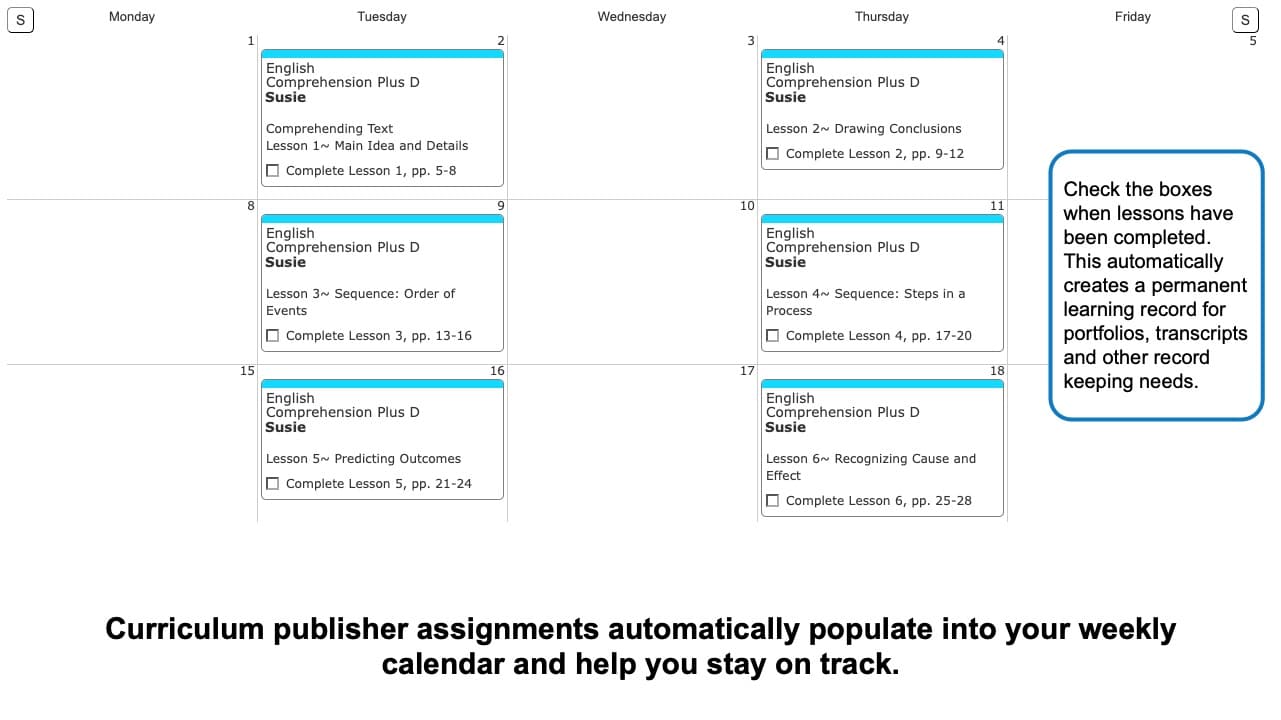 Comprehension-PLUS-Weekly-View