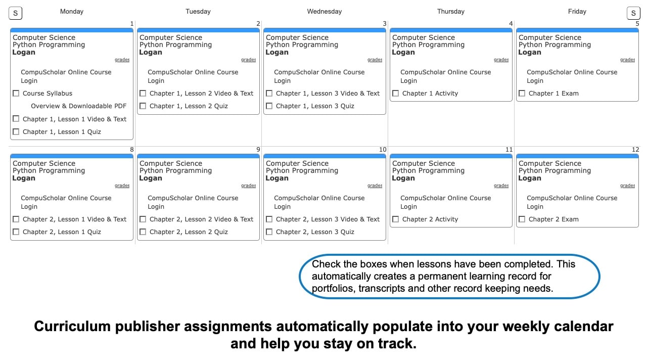 CompuScholar-Weekly-View