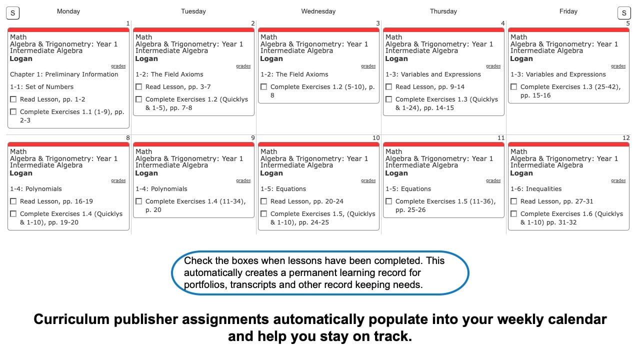 Foerster-Algebra-Weekly-View