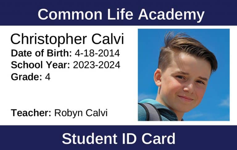 Sample homeschool ID card- Generic