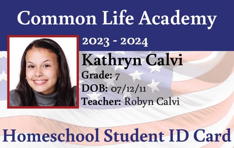 Sample homeschool ID card- Patriotic