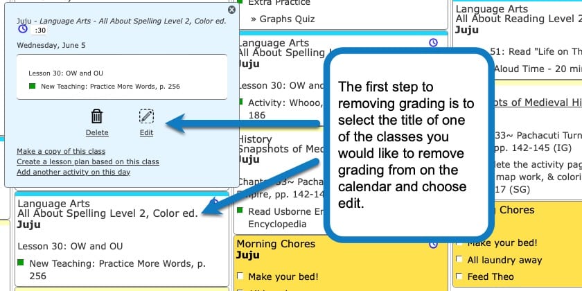 Deleting grades from your homeschool planner 1