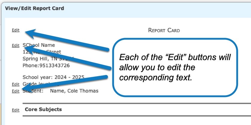 Creating Report Cards in Homeschool Planet step 3
