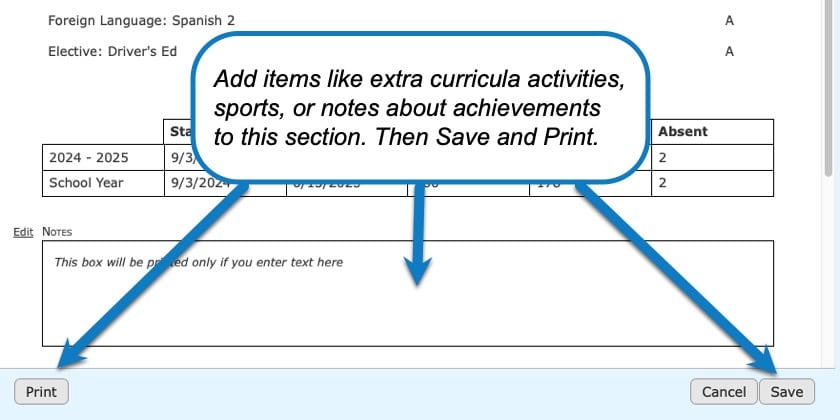 Creating Report Cards in Homeschool Planet step 5