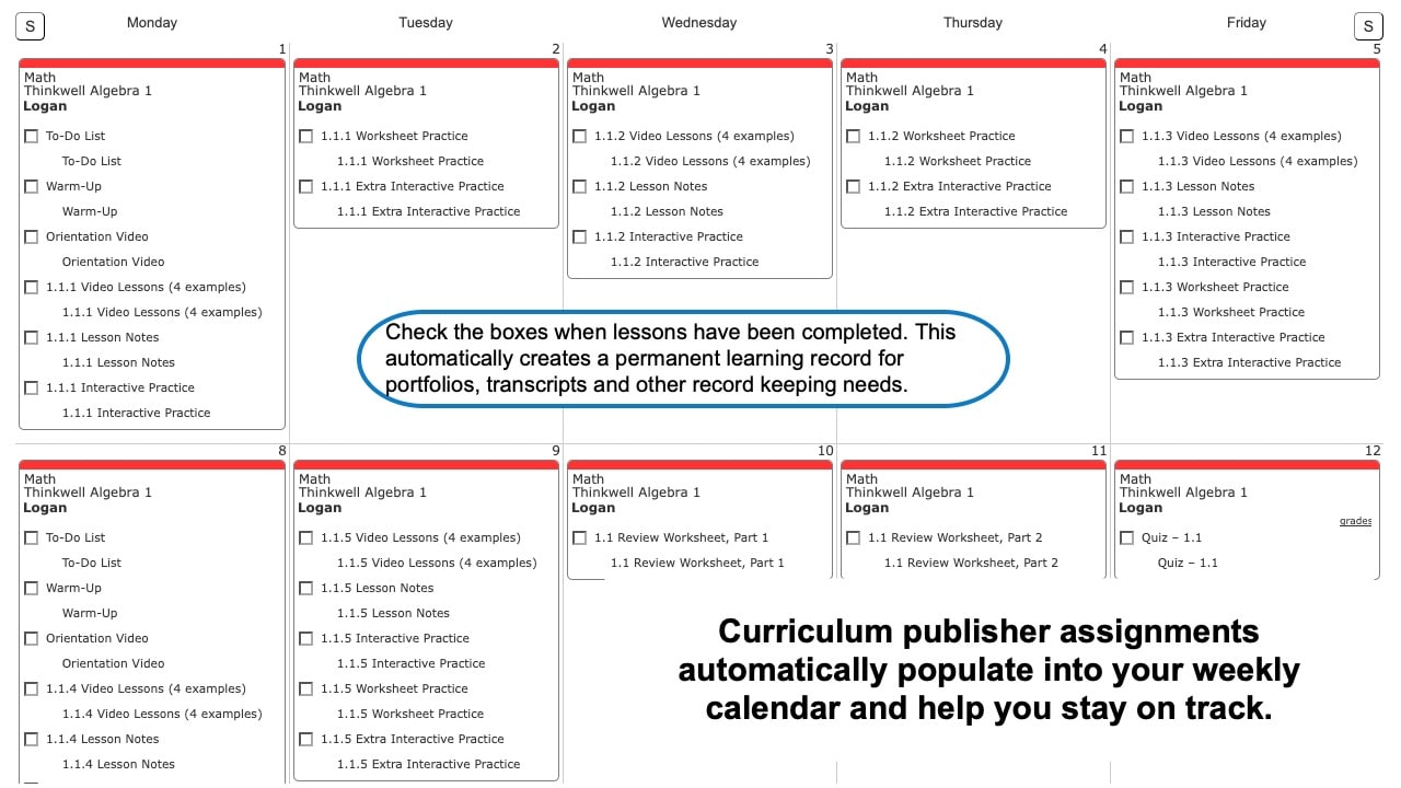 Thinkwell-Math-Weekly-View