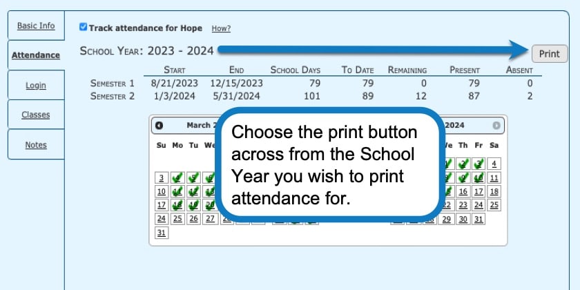 Tracking attendance in your homeschool planner screenshot 5