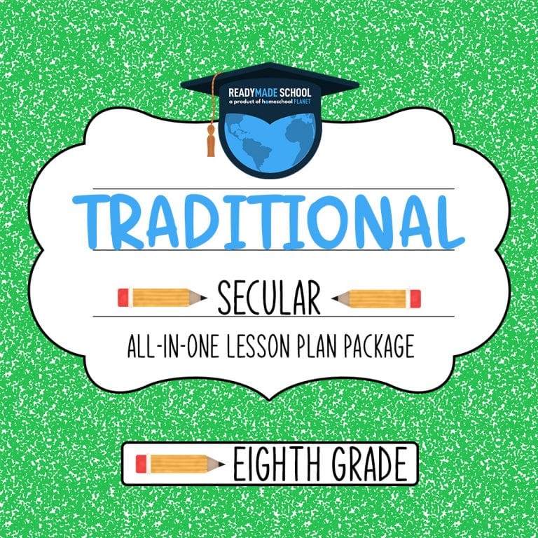 Traditional secular studies all-in-one lesson plan package - eighth grade in homeschool planet image