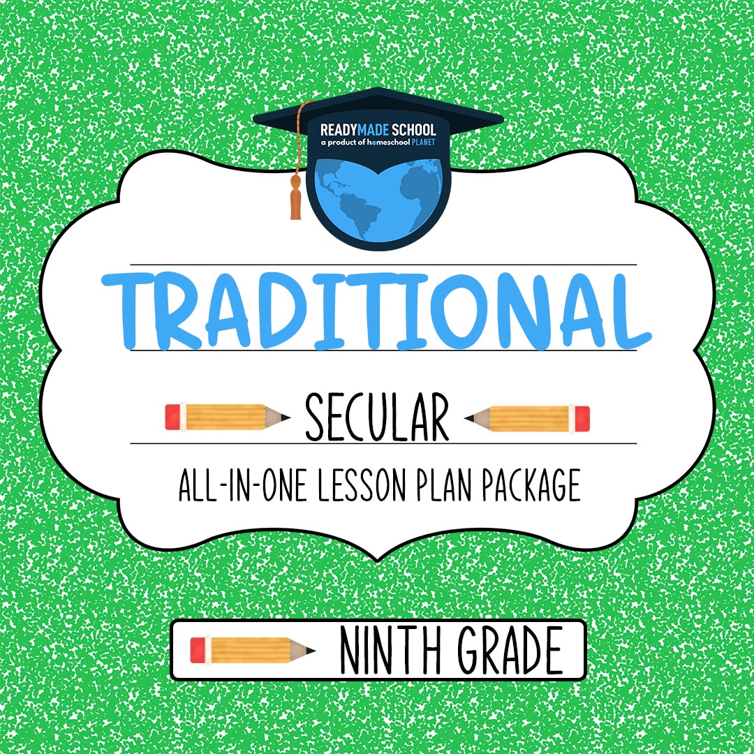 Traditional secular studies all-in-one lesson plan package - ninth grade in homeschool planet image