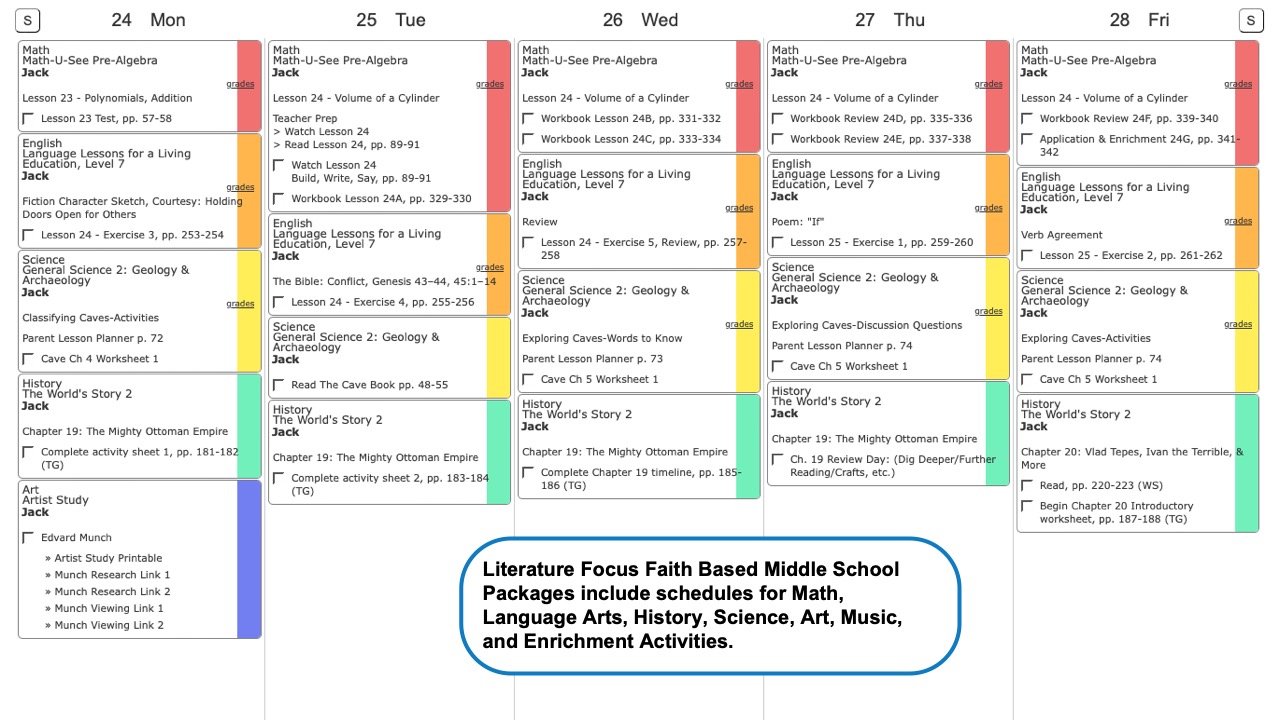 Literature Faith Based Weekly View