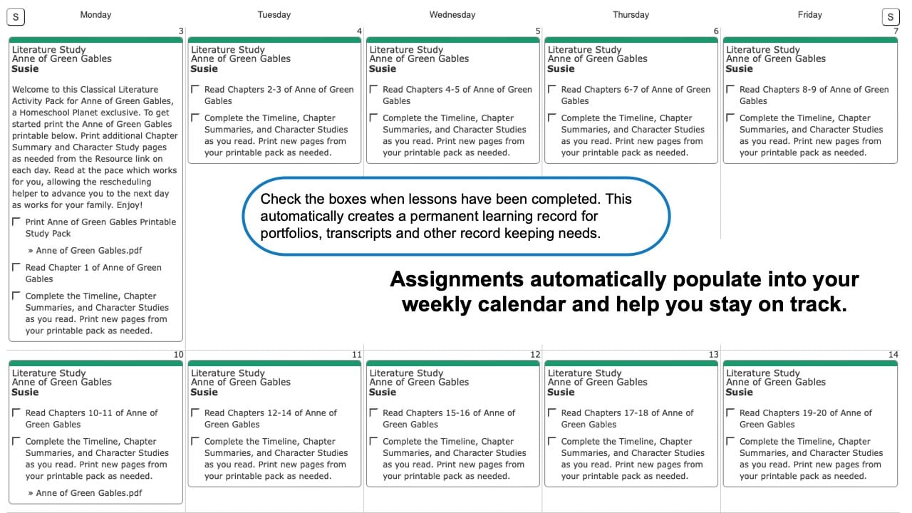 Literature Studies Weekly View