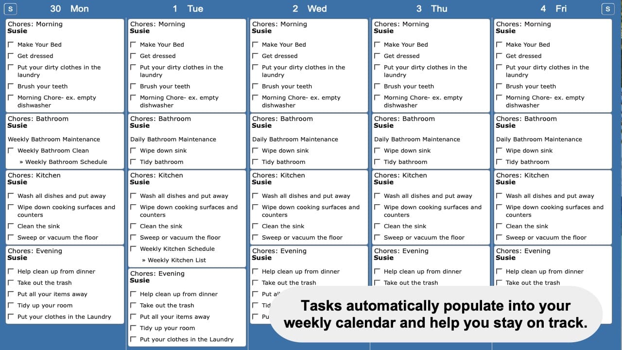 Chores weekly View